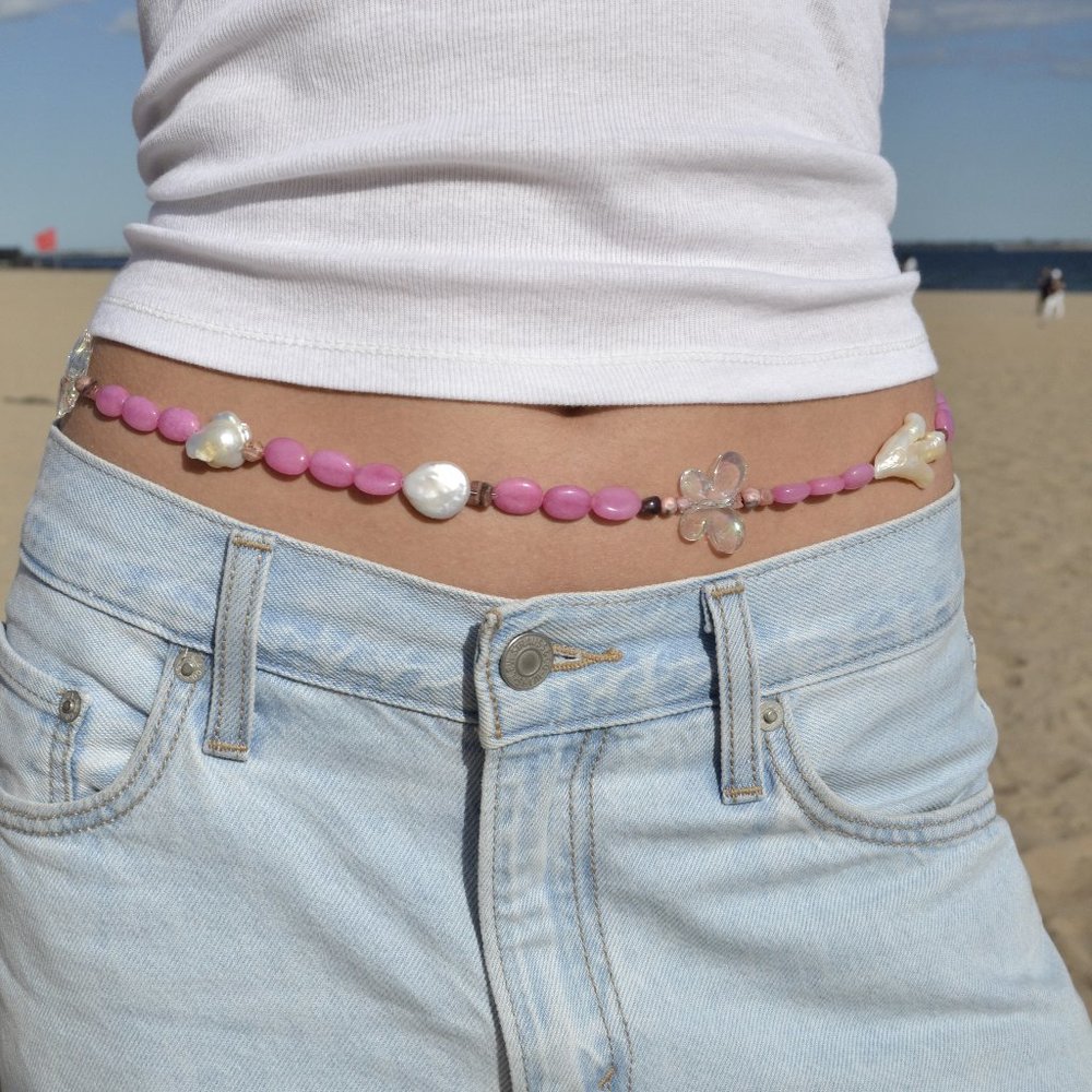 beaded belt with faux suede cord